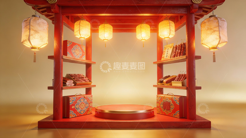 高清大图下载【趣麦麦图】中式灯笼装饰展台