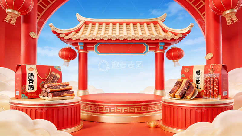 高清大图下载【趣麦麦图】传统节日食品展示场景