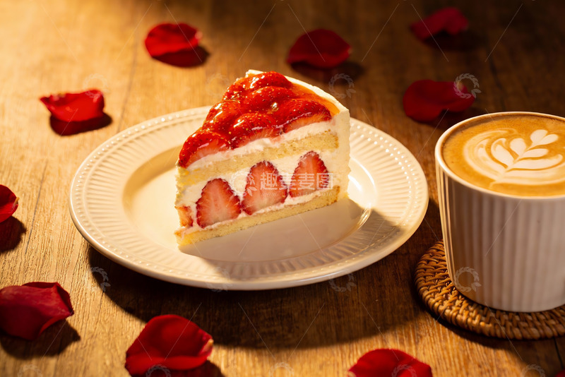 高清大图下载【趣麦麦图】草莓蛋糕配咖啡
