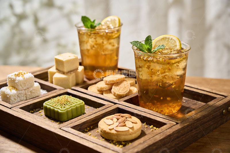 高清大图下载【趣麦麦图】中式茶点与饮品精美摆盘