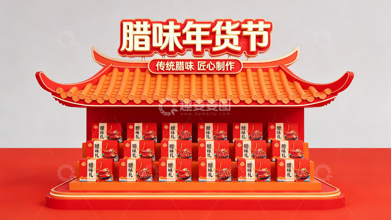高清大图下载【趣麦麦图】腊味年货节促销展示