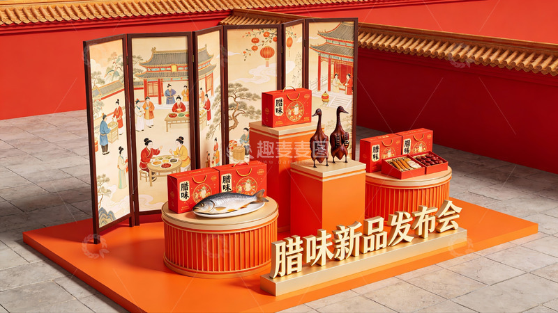 高清大图下载【趣麦麦图】腊味新品发布会场景展示