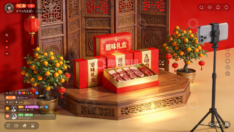 高清大图下载【趣麦麦图】中式礼盒展示拍摄场景