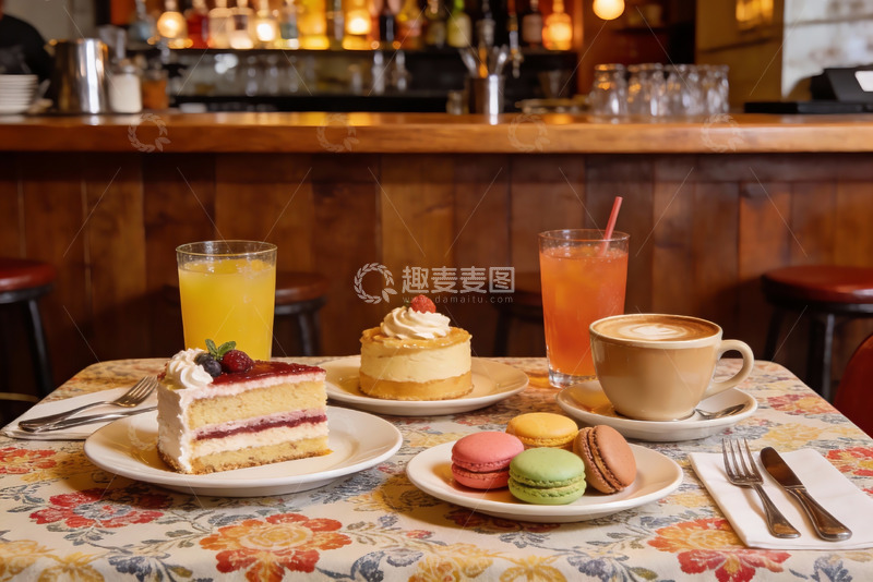 高清大图下载【趣麦麦图】咖啡馆甜品与饮品精美摆盘