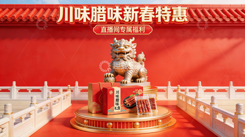 高清大图下载【趣麦麦图】川味腊味新春特惠宣传