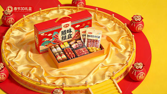 春节腊味礼盒展示