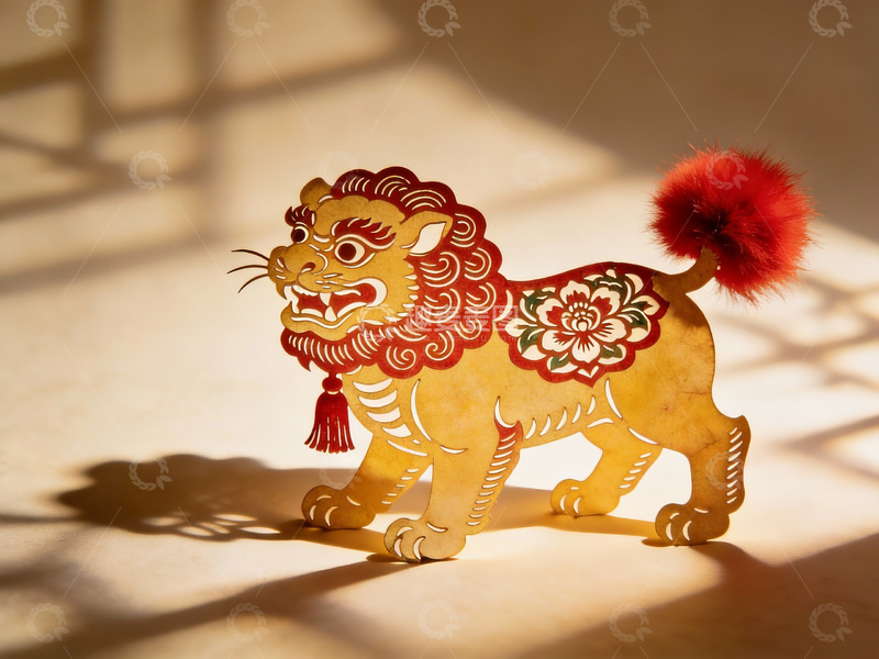 高清大图下载【趣麦麦图】剪纸狮子光影艺术