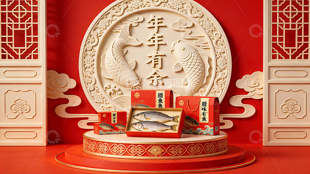 春节年年有余主题摆件展示
