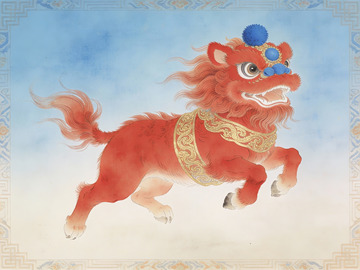 红色瑞兽飞奔图