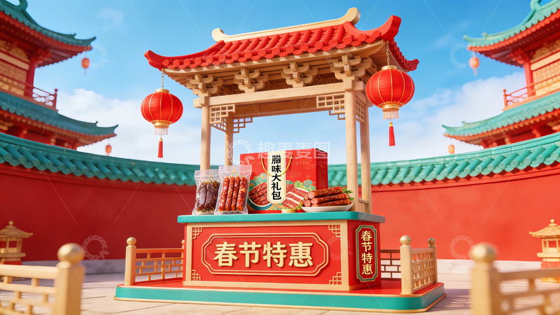高清大图下载【趣麦麦图】春节特惠摊位展示