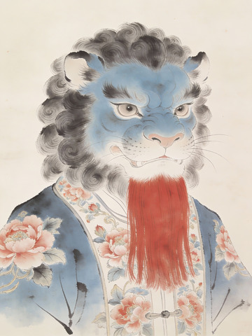 蓝虎人像古风绘画