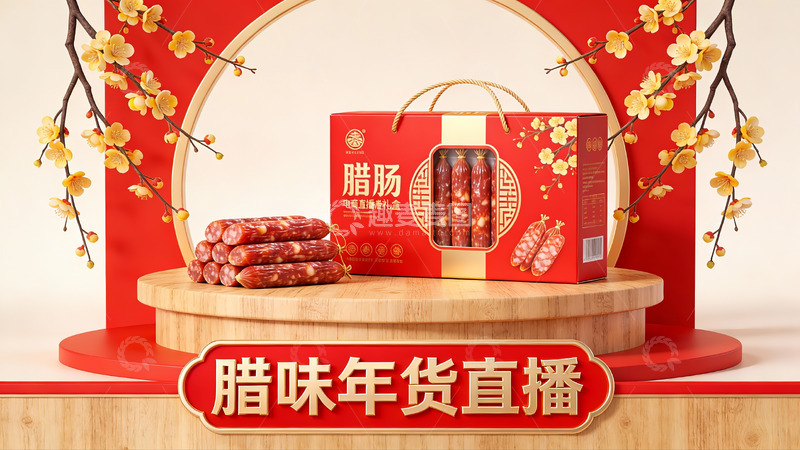 高清大图下载【趣麦麦图】腊味年货直播展示