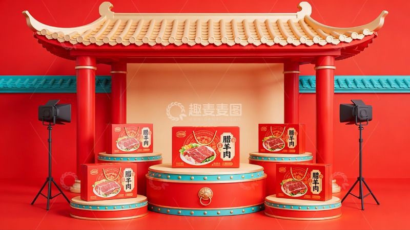 高清大图下载【趣麦麦图】中式建筑风格食品展示