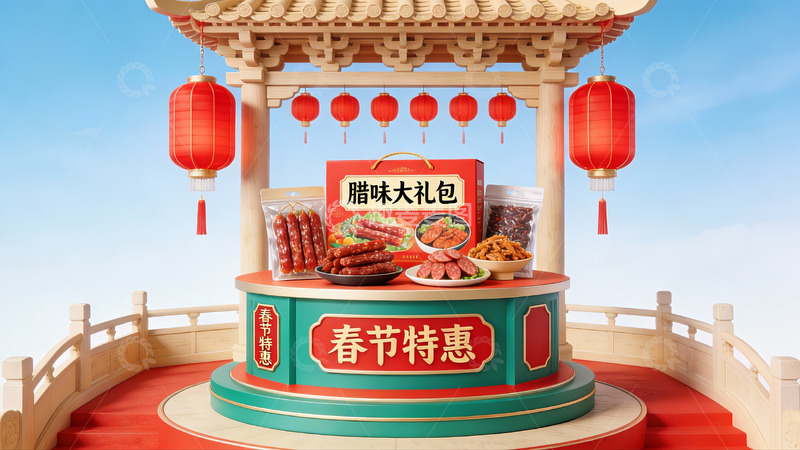 高清大图下载【趣麦麦图】春节礼盒促销展示