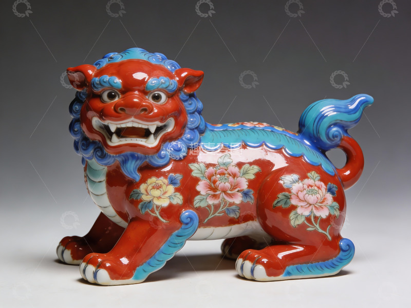 高清大图下载【趣麦麦图】色彩鲜艳的中式狮子雕塑