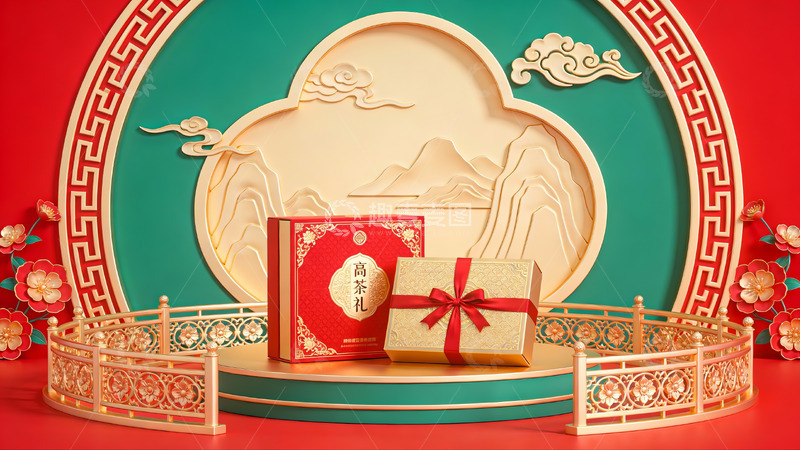 高清大图下载【趣麦麦图】中式礼盒节日展示