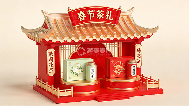 春节茶礼主题展示亭