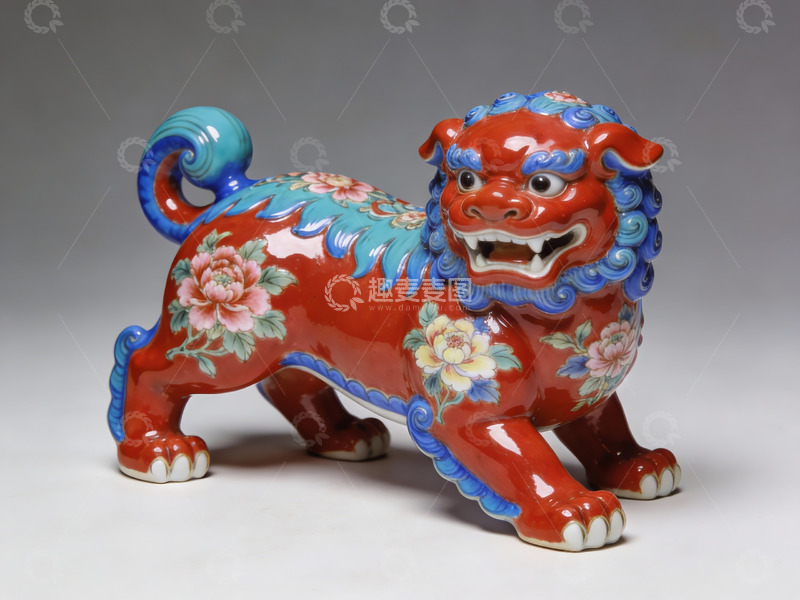 高清大图下载【趣麦麦图】色彩鲜艳的中国风狮子雕塑