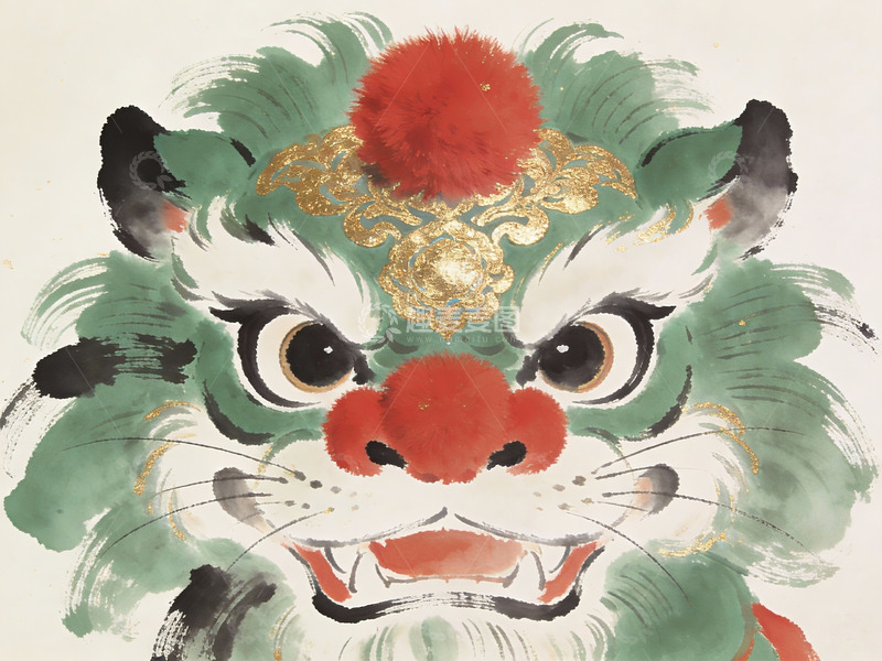 高清大图下载【趣麦麦图】中国传统舞狮头像艺术画