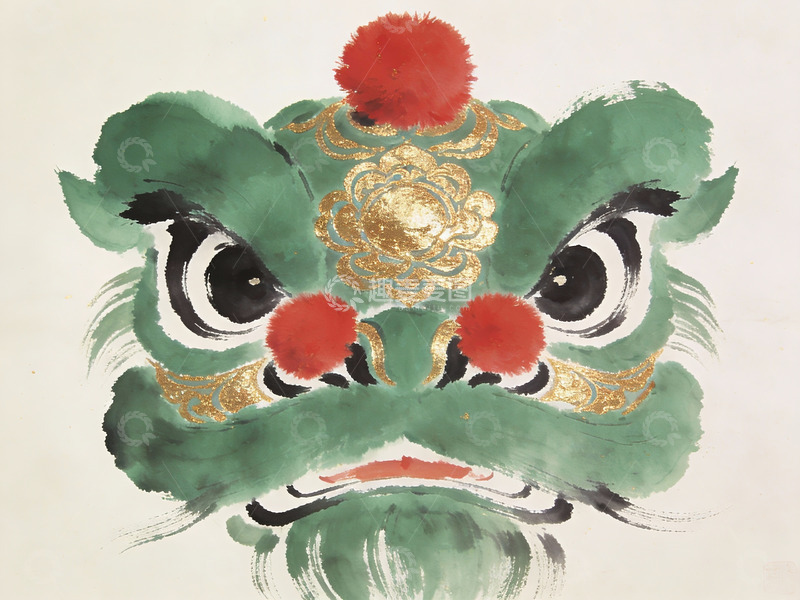 高清大图下载【趣麦麦图】中国传统舞狮头像艺术画