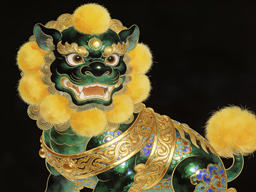 色彩斑斓的中国瑞兽雕像