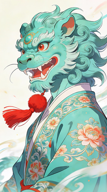 青色神兽身着华丽和服