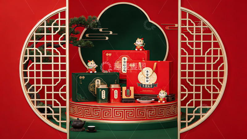高清大图下载【趣麦麦图】中式节日礼盒陈列展示