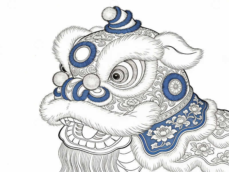 高清大图下载【趣麦麦图】传统舞狮头饰艺术图案