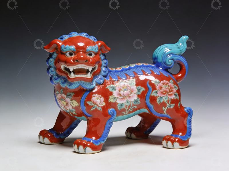 高清大图下载【趣麦麦图】色彩鲜艳的中式狮子雕塑