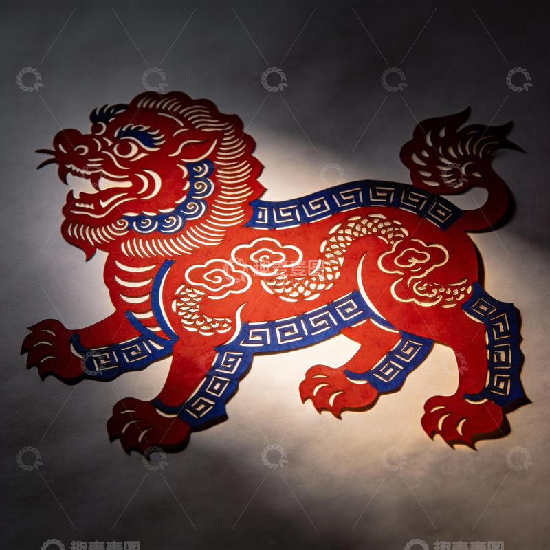 高清大图下载【趣麦麦图】红色龙形剪纸艺术作品