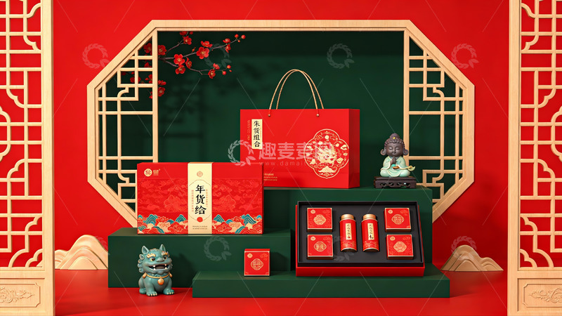 高清大图下载【趣麦麦图】春节礼盒陈列展示