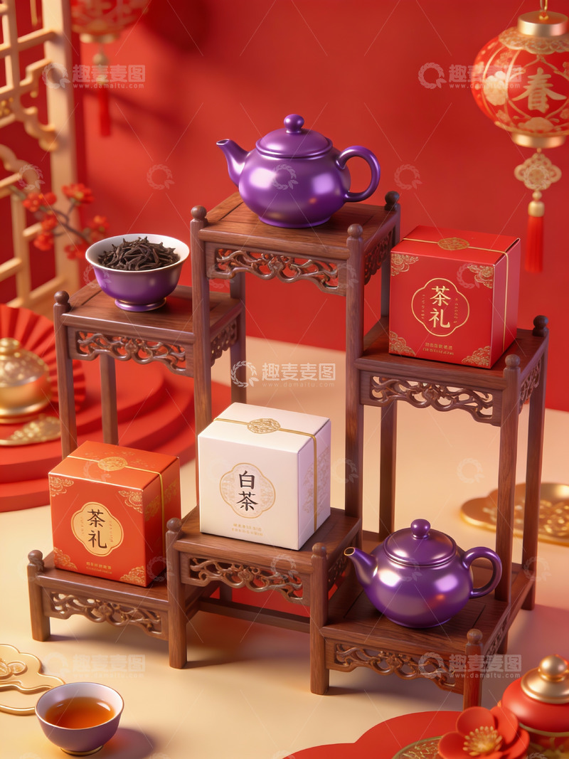 高清大图下载【趣麦麦图】中式茶礼摆设展示