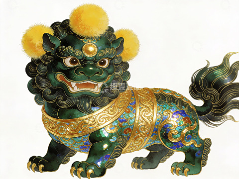 色彩斑斓的中国瑞兽雕像