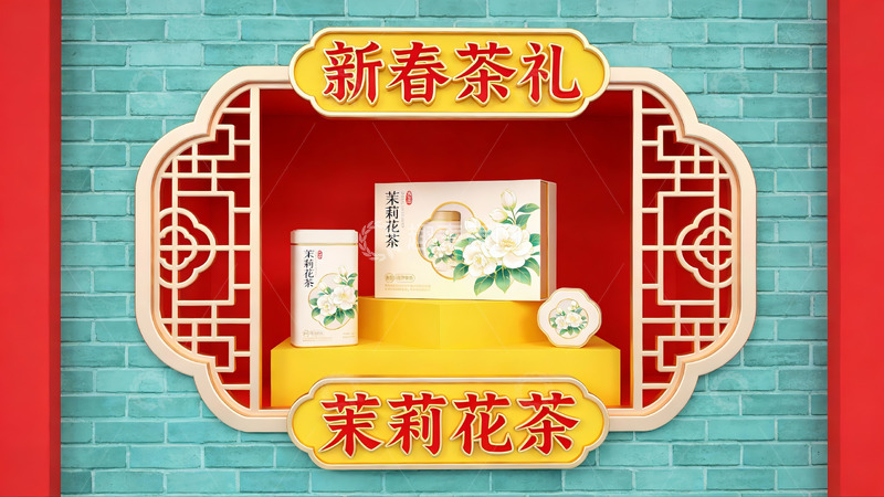 高清大图下载【趣麦麦图】新春茶礼茉莉花茶展示