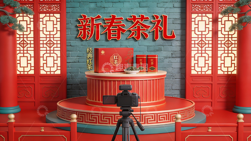 高清大图下载【趣麦麦图】新春茶礼展示场景