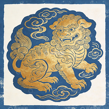 金色瑞兽环绕祥云图案