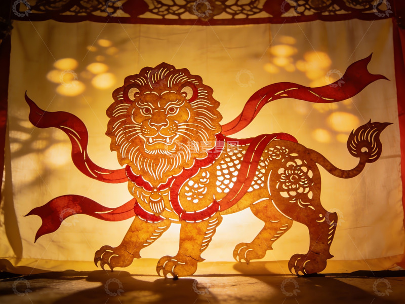高清大图下载【趣麦麦图】光影中的狮子剪纸艺术