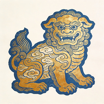 金色祥云瑞兽图案艺术画