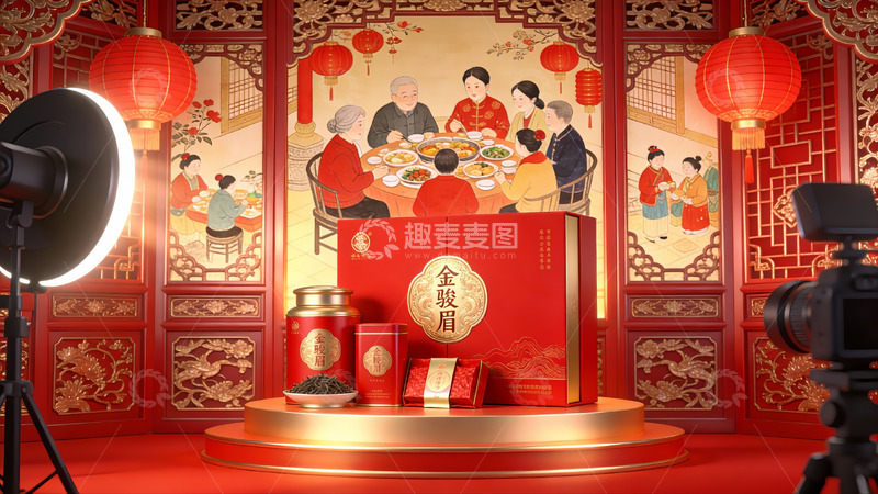 高清大图下载【趣麦麦图】传统节日家庭聚餐场景