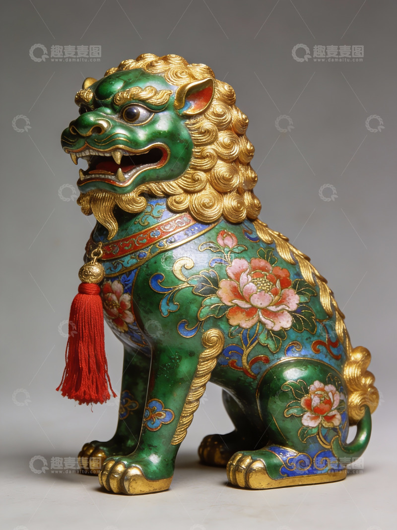 高清大图下载【趣麦麦图】色彩斑斓的中式狮子雕像