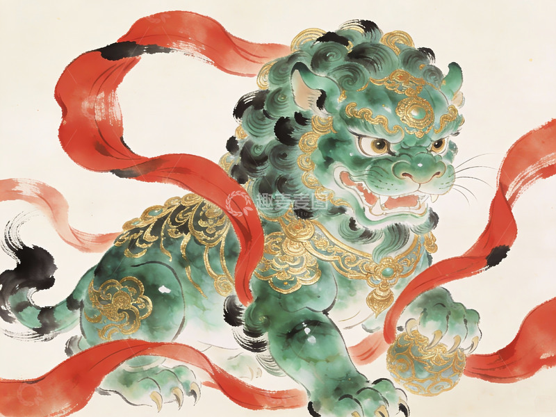 高清大图下载【趣麦麦图】中国传统瑞兽青狮图