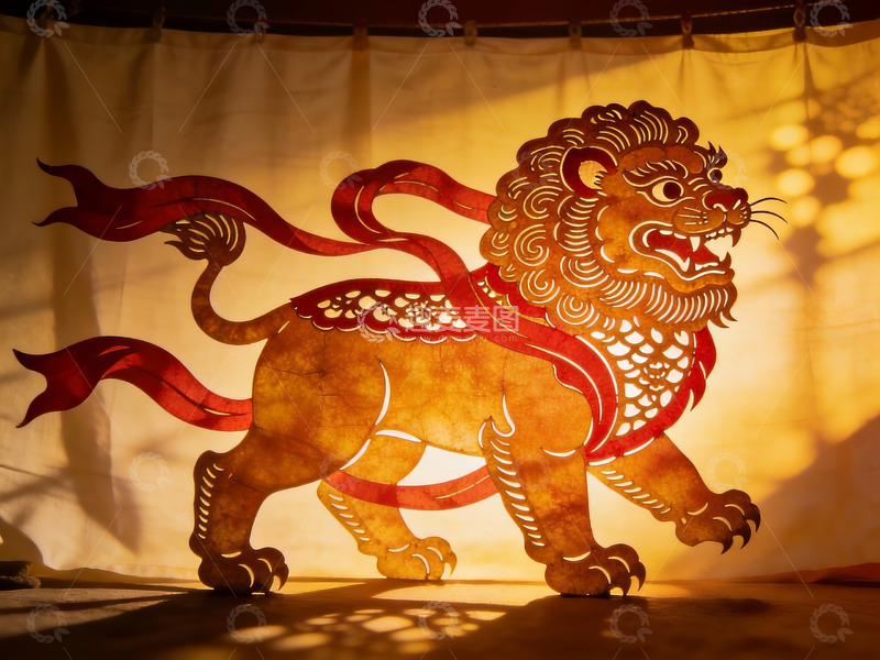 高清大图下载【趣麦麦图】光影中的传统狮子剪纸艺术