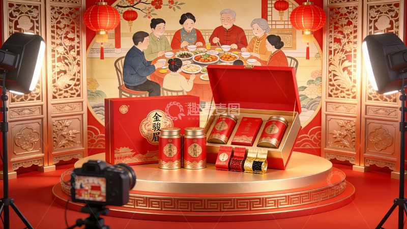 高清大图下载【趣麦麦图】春节礼盒展示场景