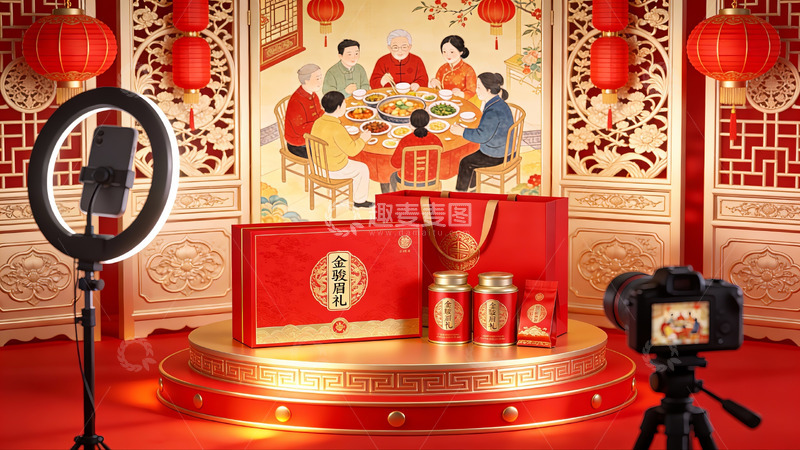 高清大图下载【趣麦麦图】春节礼盒产品拍摄场景