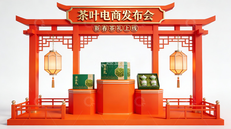 高清大图下载【趣麦麦图】茶叶电商发布会场景展示