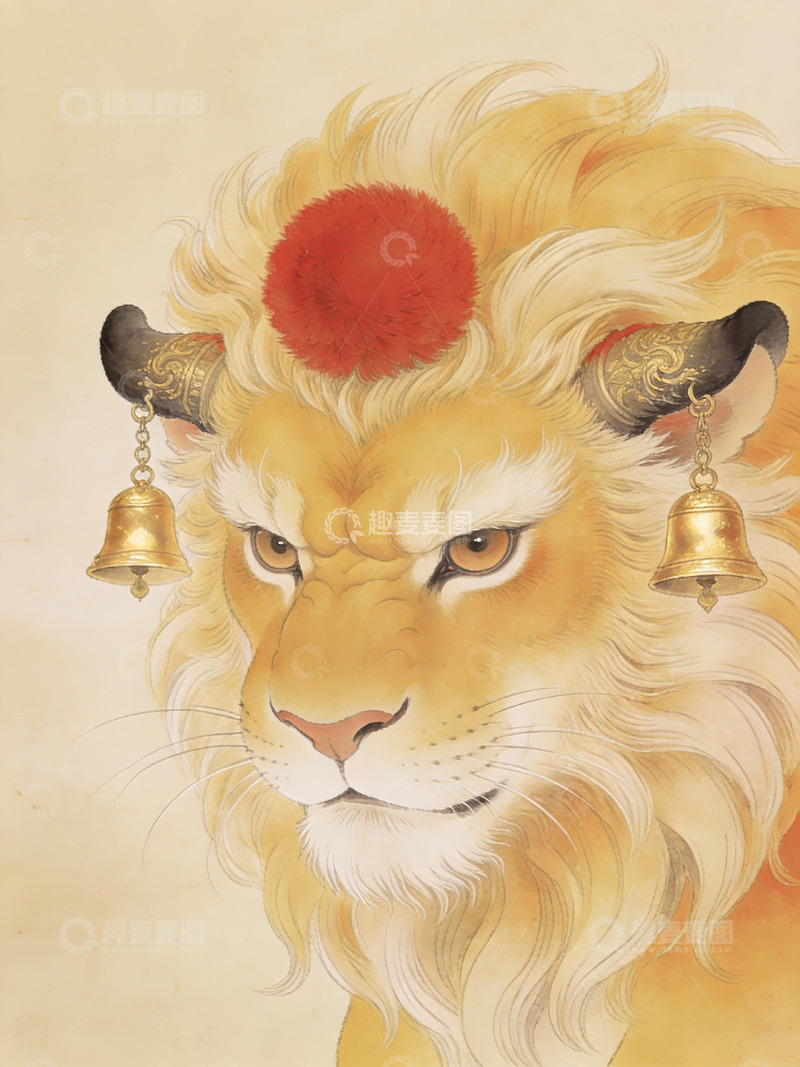 高清大图下载【趣麦麦图】装饰狮子头像艺术画