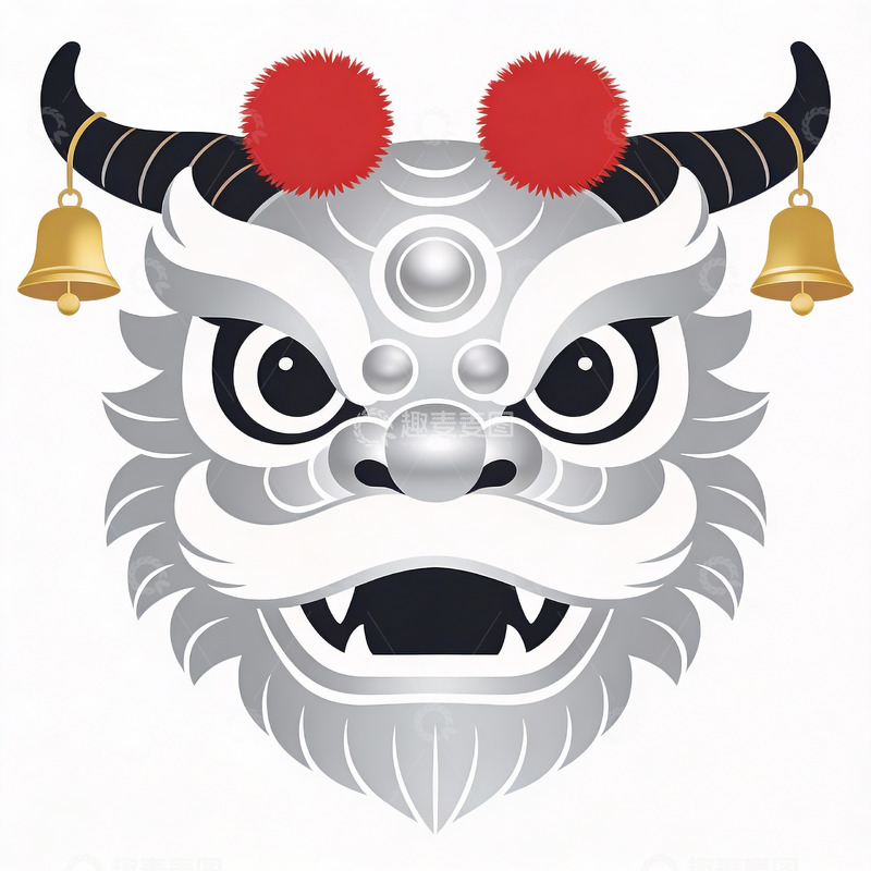 高清大图下载【趣麦麦图】中国传统舞狮头像设计