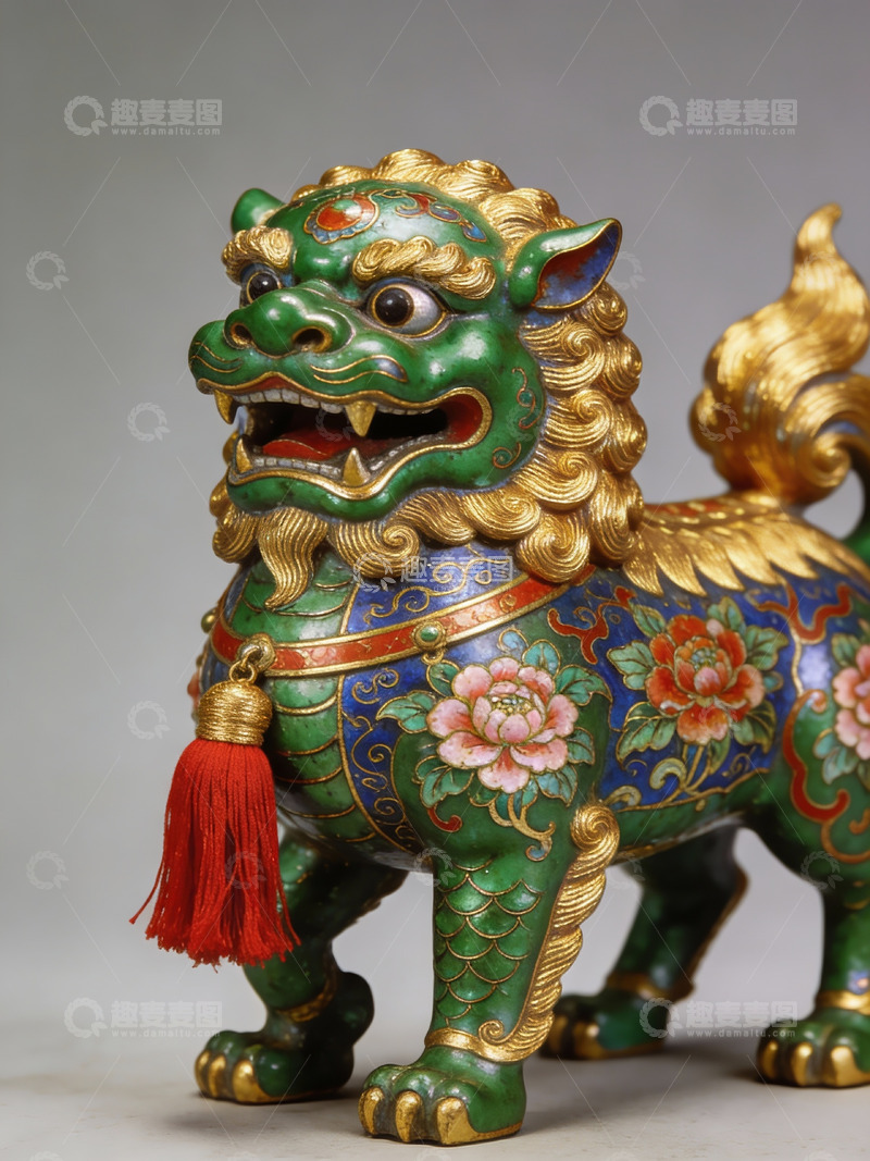 高清大图下载【趣麦麦图】色彩斑斓的中式瑞兽雕像