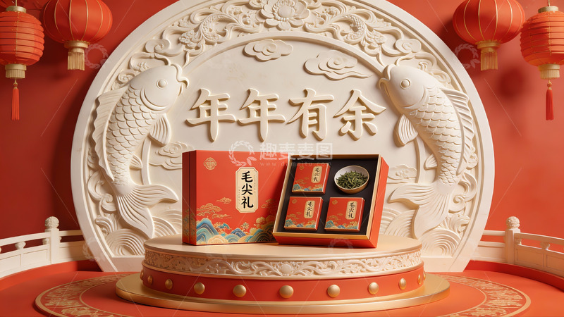高清大图下载【趣麦麦图】春节礼盒展示场景