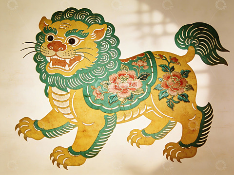 中国传统剪纸艺术狮子图案